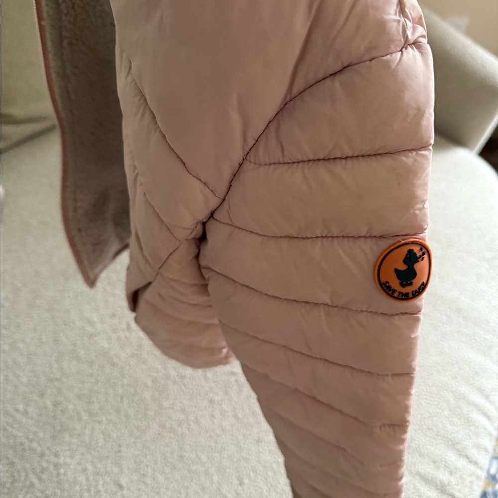 SAVE THE DUCK Kids Light Pink Quilted Puffer Coat